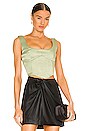 view 1 of 4 Satin Lace-Up Bustier Top in Sage Green