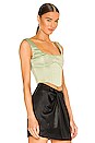 view 2 of 4 Satin Lace-Up Bustier Top in Sage Green