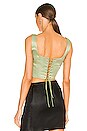 view 3 of 4 Satin Lace-Up Bustier Top in Sage Green