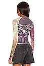 view 3 of 4 Raglan Long Sleeve Mesh Top in Plum & Lime Linear
