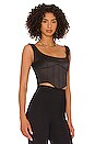 view 2 of 4 Satin Lace Up Bustier Top in Onyx
