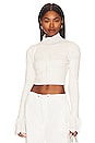 view 1 of 4 Bow Knit Tie Pointelle Turtleneck in White