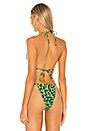 view 3 of 4 Leopard String Bikini Top in Green