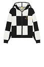 view 1 of 5 Checkered Jacquard Full Zip Hoodie in Black