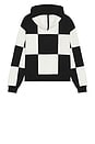 view 2 of 5 Checkered Jacquard Full Zip Hoodie in Black