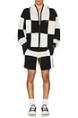 view 5 of 5 Checkered Jacquard Full Zip Hoodie in Black