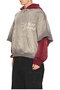 view 2 of 6 Double Layer Hoodie in Washed Black & Maroon