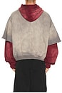 view 3 of 6 Double Layer Hoodie in Washed Black & Maroon