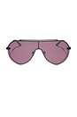 view 1 of 4 Imani Sunglasses in Black, Aubergine, & Silver Flash