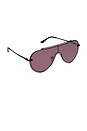 view 2 of 4 Imani Sunglasses in Black, Aubergine, & Silver Flash