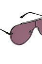 view 4 of 4 Imani Sunglasses in Black, Aubergine, & Silver Flash