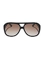 view 1 of 3 X For Love & Lemons Acetate Aviator Sunglasses in Black & Brown Gradient