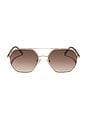 view 1 of 2 X Jojo Fletcher Thin Metal Navigator Sunglasses in Horn Tortoise & Brown Gradient