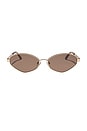 view 1 of 2 X Jojo Fletcher Irregular Metal Cat Eye Sunglasses in Horn Tortoise & Brown