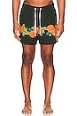 view 3 of 4 Tropical Orange Swim Short in Black