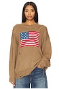 view 1 of 5 American Flag Sweater in Light Heather Brown