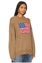 view 3 of 5 American Flag Sweater in Light Heather Brown