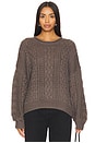 view 1 of 4 Aran Sweater in Medium Heather Brown