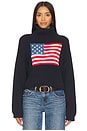 view 1 of 4 American Flag Cropped Turtleneck Sweater in Dark Navy