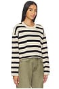 view 2 of 4 Cropped Stripe Sweater in Midnight & Straw