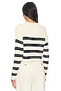 view 3 of 4 Striped Ribbed Cropped Sweater in Ecru