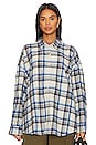 view 2 of 5 Button Front Shirt in Grey & Blue Plaid