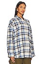 view 3 of 5 Button Front Shirt in Grey & Blue Plaid