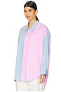 view 3 of 5 Button Front Shirt in Light Blue With Pink