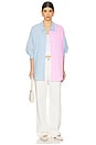 view 5 of 5 Button Front Shirt in Light Blue With Pink