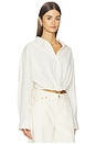 view 2 of 5 Twisted Front Shirt in Off-white Pinstripe