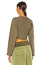 view 3 of 4 V Neck Braid Sweater in Warm Khaki
