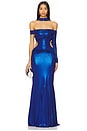 view 1 of 4 Moonlight Off-shoulder Gown in Metallic Blue