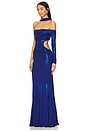 view 3 of 4 Moonlight Off-shoulder Gown in Metallic Blue