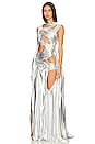view 3 of 4 Melted Cut-out Drapery Dress in Metallic Silver