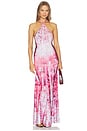 view 1 of 3 Shell Halter Neck Long Dress in Pink Print