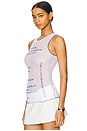 view 3 of 5 Wet Script Tank Top in White Mesh Blue Text