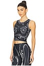 view 3 of 5 Venus Shell Lycra Top in Black With White Print