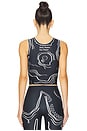 view 4 of 5 Venus Shell Lycra Top in Black With White Print