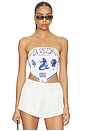 view 1 of 4 Gorgona Bandeau Top in White With Blue Print