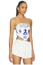 view 2 of 4 Gorgona Bandeau Top in White With Blue Print