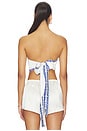 view 3 of 4 Gorgona Bandeau Top in White With Blue Print