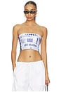 view 1 of 4 Leo Season Tube Top in White With Blue Print
