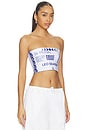 view 2 of 4 Leo Season Tube Top in White With Blue Print