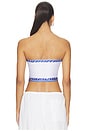 view 3 of 4 Leo Season Tube Top in White With Blue Print