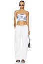 view 4 of 4 Leo Season Tube Top in White With Blue Print