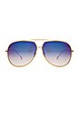 view 1 of 3 Condor Sunglasses in Gold, Dark Grey, & Blue Mirror