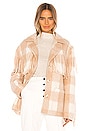 view 1 of 5 Plaid Wool Fringe Jacket in Ivory & Nude