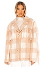 view 2 of 5 Plaid Wool Fringe Jacket in Ivory & Nude