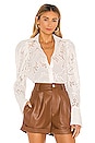 view 1 of 5 Pleated Sleeve Button Up Blouse in Pearl