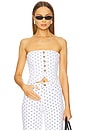 view 1 of 5 Cropped Bustier Top in Marine Dots